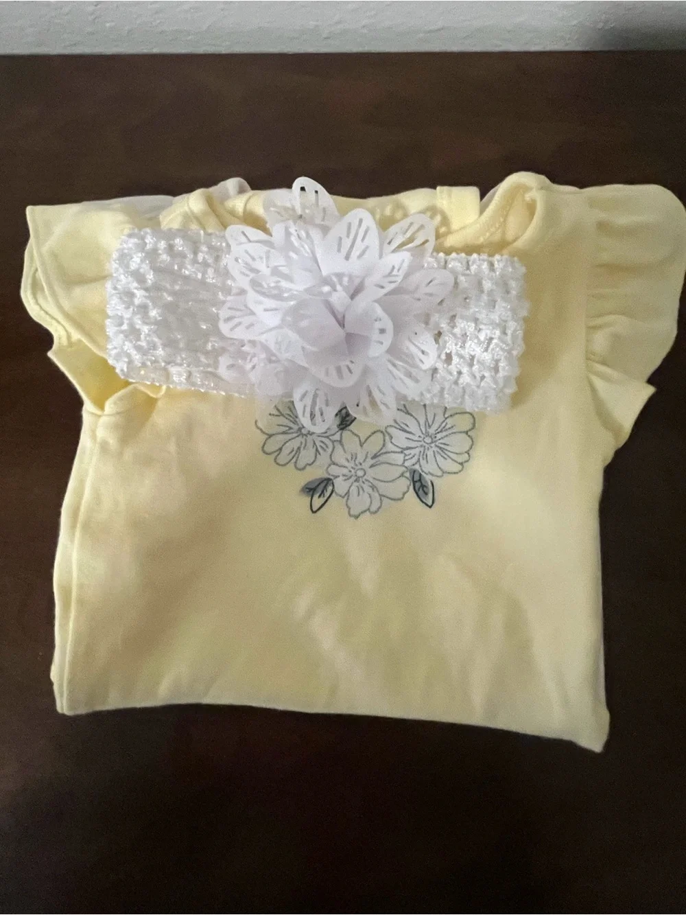 Carter's Yellow & White Floral Ruffle Sleeve Baby Tops Set